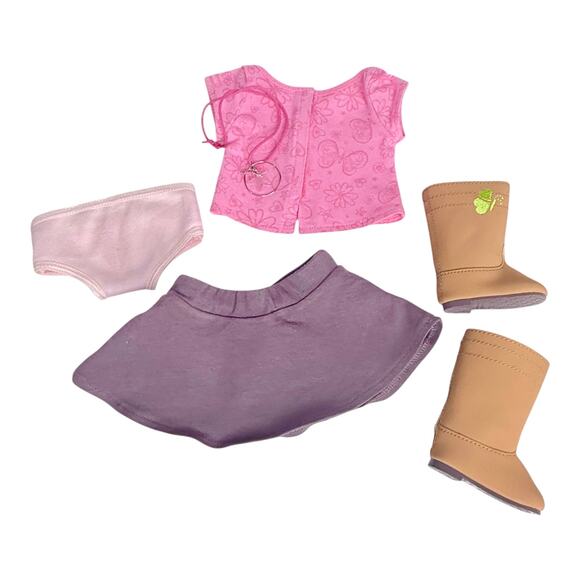 American Girl True Spirit Meet Outfit Doll Top Skirt Boots Panty Necklace Shoes - Picture 3 of 11
